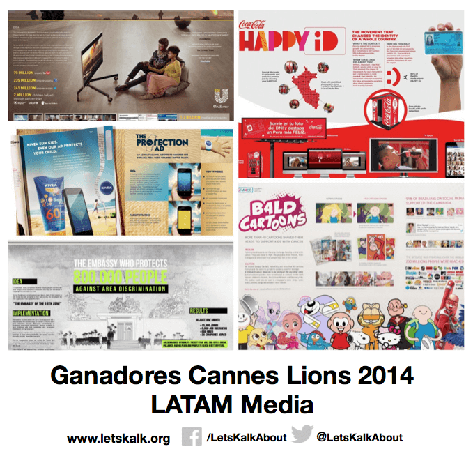 Lista de algunos ganadores América latina categoría: Media Cannes Lions 2014.